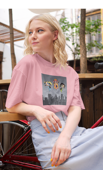 THE SAVIORS- POWERPUFF GIRLS : HALF SLEEVE T-SHIRT LIGHT PINK