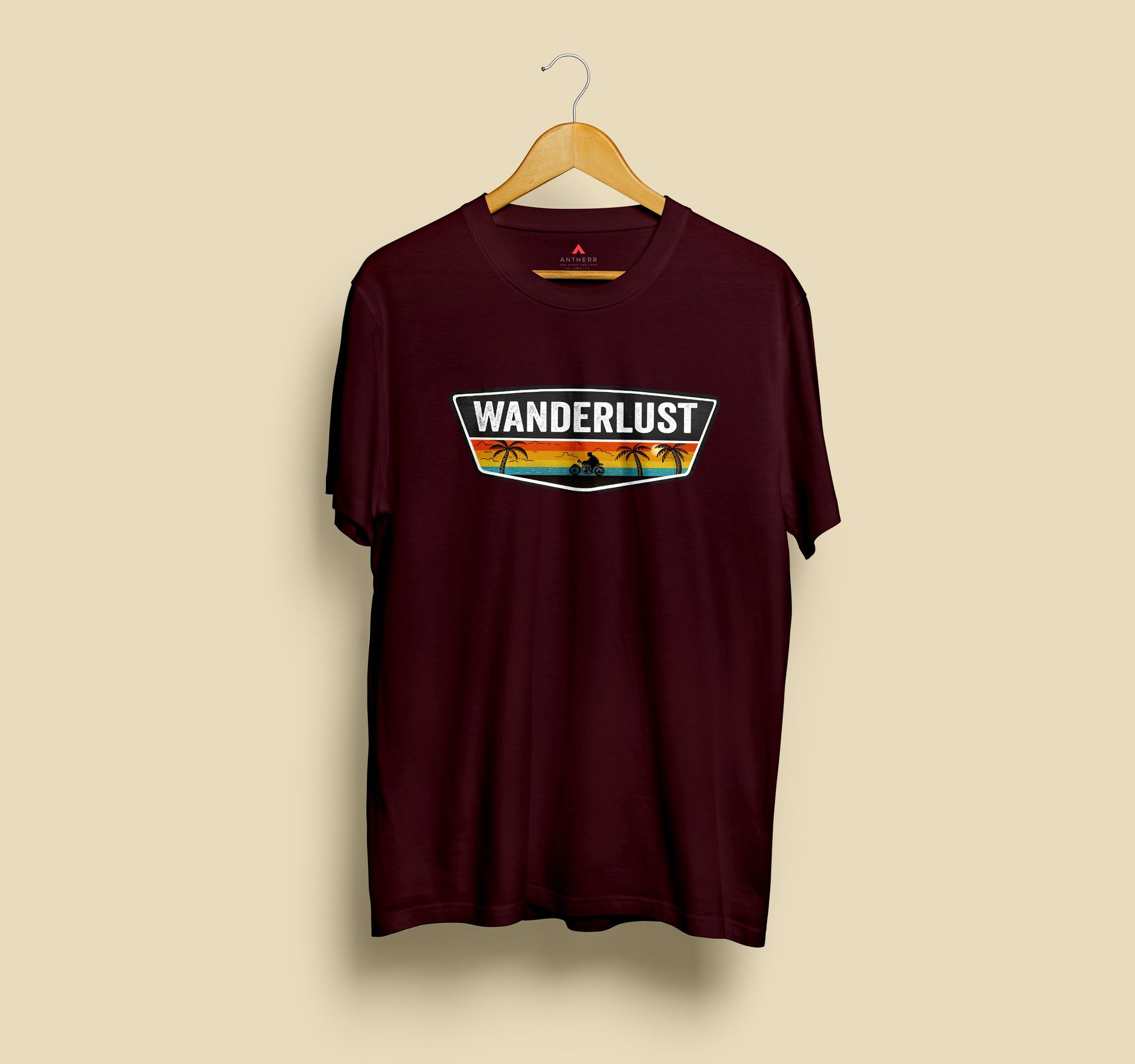 WANDERLUST HALF-SLEEVE T-SHIRT MAROON
